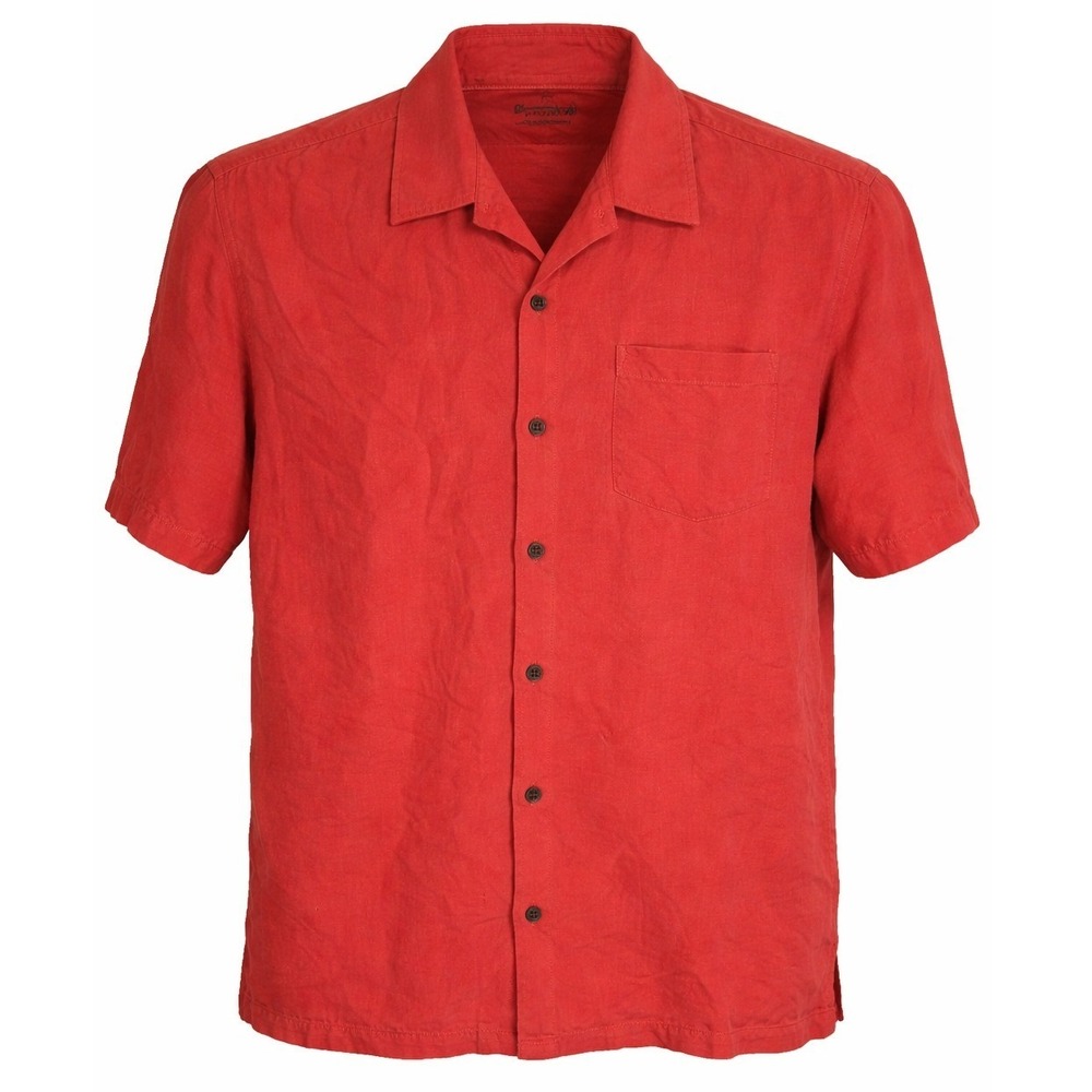 Tommy Bahama Silk Button Up Shirt Tropical Hawaiian Orange Jacquard Size XL